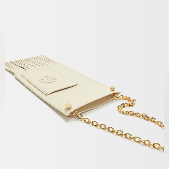 MAJE VANILLA LEATHER PHONE BAG WITH FRINGING - Picture 3 of 10